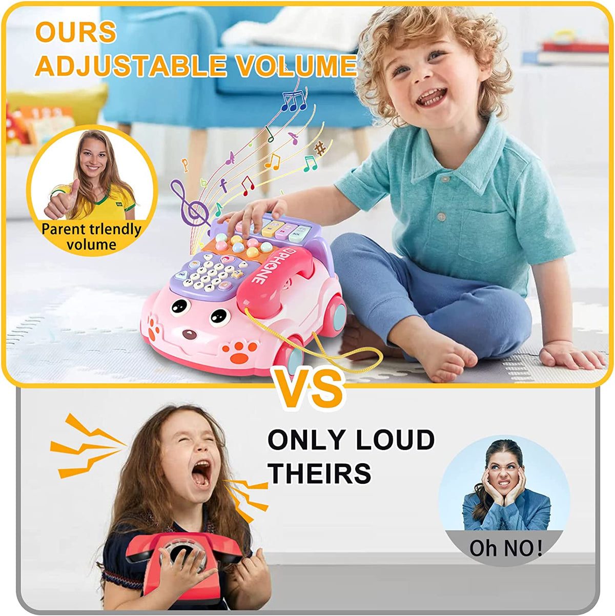 Toddler Telephone Developmental Toys for 1 2 3 Year Old Boy Girl Gifts Toy Baby Telephone with Music and lighting Baby Toys Educational Learning Toys for 12 18 24 Months