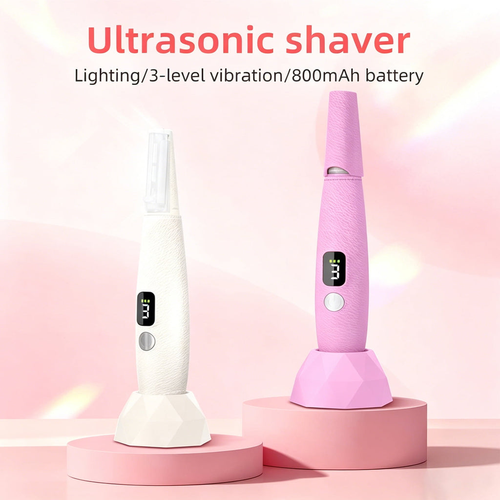 Sonic Dermaplaning Tool for Women, Rechargeable Face Dermaplane Razor with 14,000 Vibrations, 3 Speeds with LED Light, 12 Blades for Peach Fuzz Removal & Facial Exfoliation(Pink)