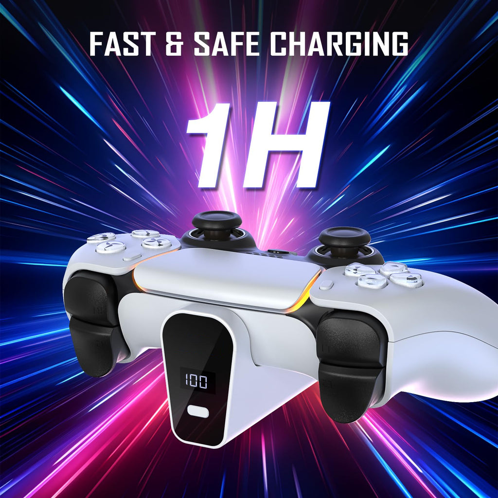 Rechargeable Battery Pack for PS5 Controller, LED Display 2000mAh Battery Extender for PlayStation 5 DualSense & Edge Controller, Play and Charge Kit for PS5 Accessories