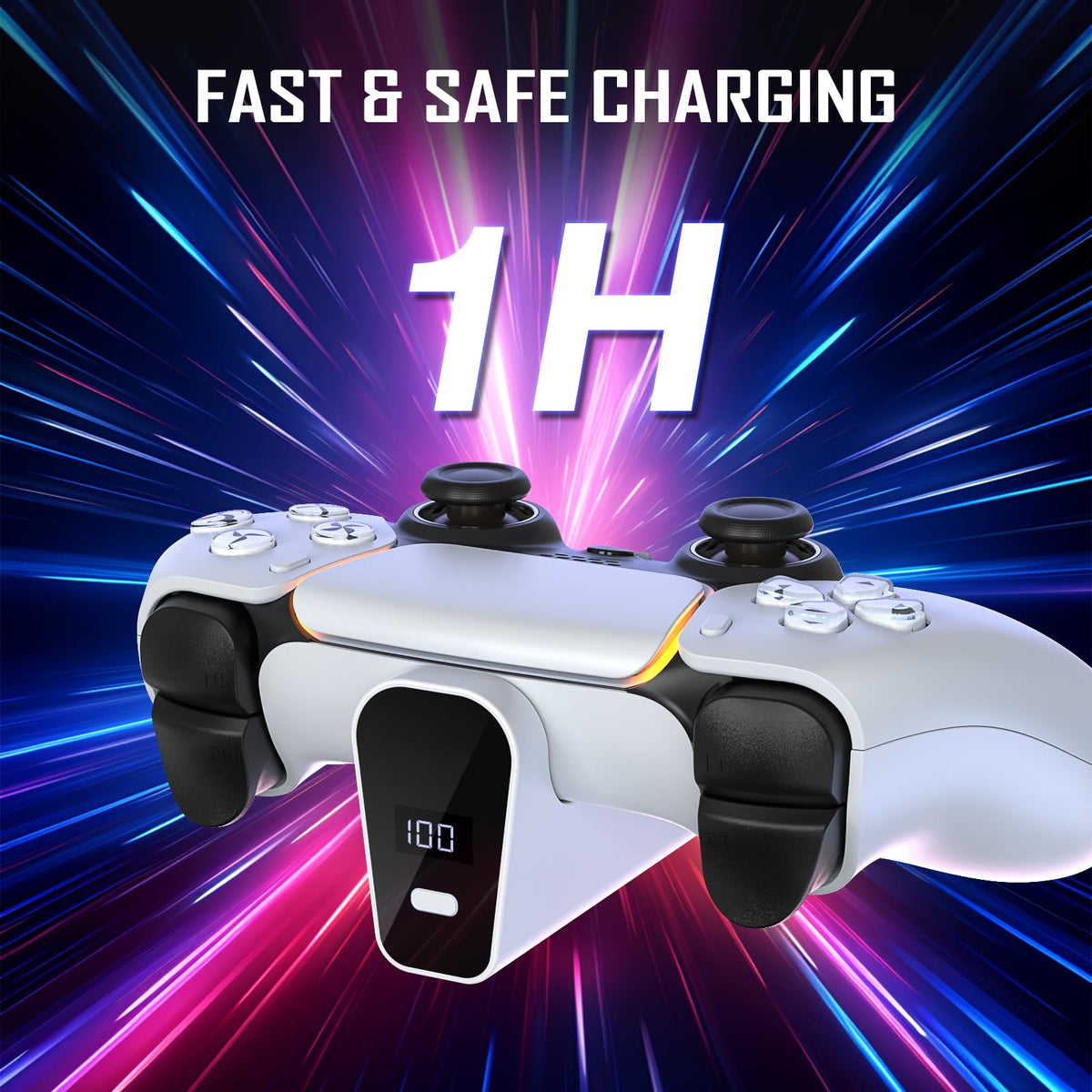 Rechargeable Battery Pack for PS5 Controller, LED Display 2000mAh Battery Extender for PlayStation 5 DualSense & Edge Controller, Play and Charge Kit for PS5 Accessories