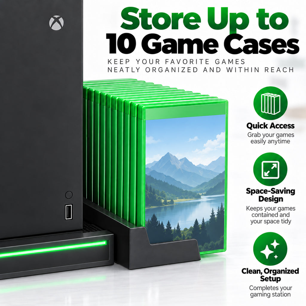 Upgraded Cooling Stand & Charging Station for Xbox Series X Console＆Controller, with 11 RGB Light Modes,2x1400mAh Rechargeable Batteries