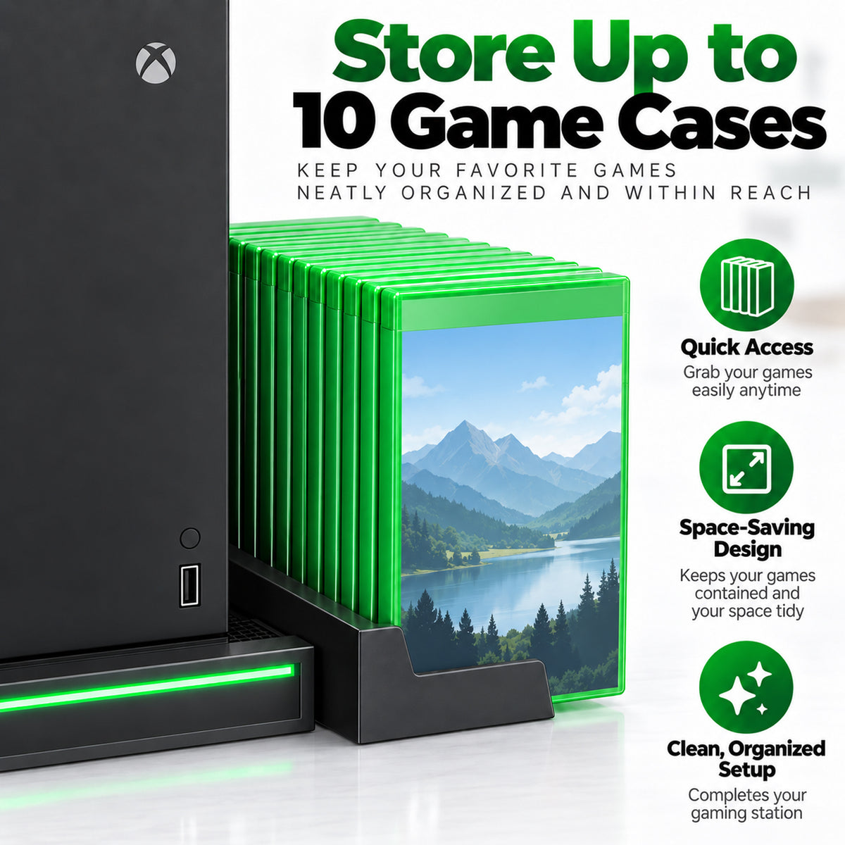 Upgraded Cooling Stand & Charging Station for Xbox Series X Console＆Controller, with 11 RGB Light Modes,2x1400mAh Rechargeable Batteries