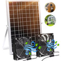25W Solar Panel Dual Fan Kit, Waterproof Solar Exhaust Intake Fan Kit, 5 inch Brushless Fan with 11.5Ft on/off Switch Cable, Cooling Ventilation for Campervan, Greenhouse, Chicken Coop, Shed