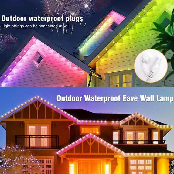 Outdoor Lights for House, Permanent Outdoor Lights, 100FT RGBIC Smart Eaves Lights with App/Remote Control, IP67 Christmas Lights Waterproof String Lights for Halloween Party House Roof Garden