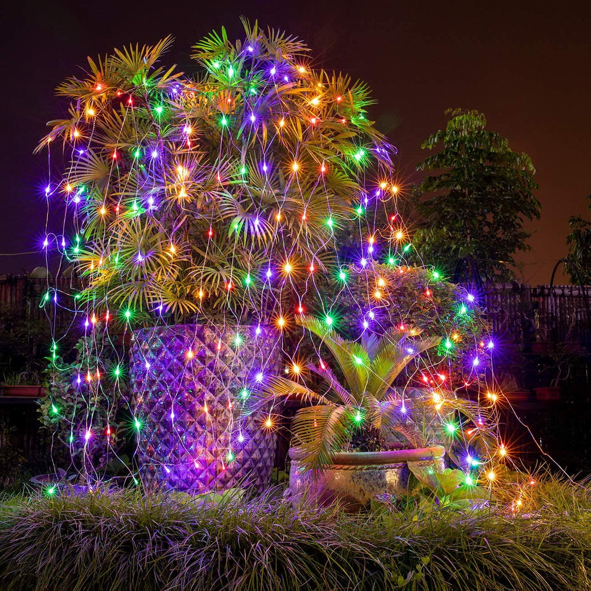 Christmas Net Lights Outdoor 192 LED 9.8Ft x 6.6Ft Net Lights Waterproof Christmas Outdoor Mesh Lights for Tree Bushes Holiday Party Garden Holiday Wedding Party Decorations