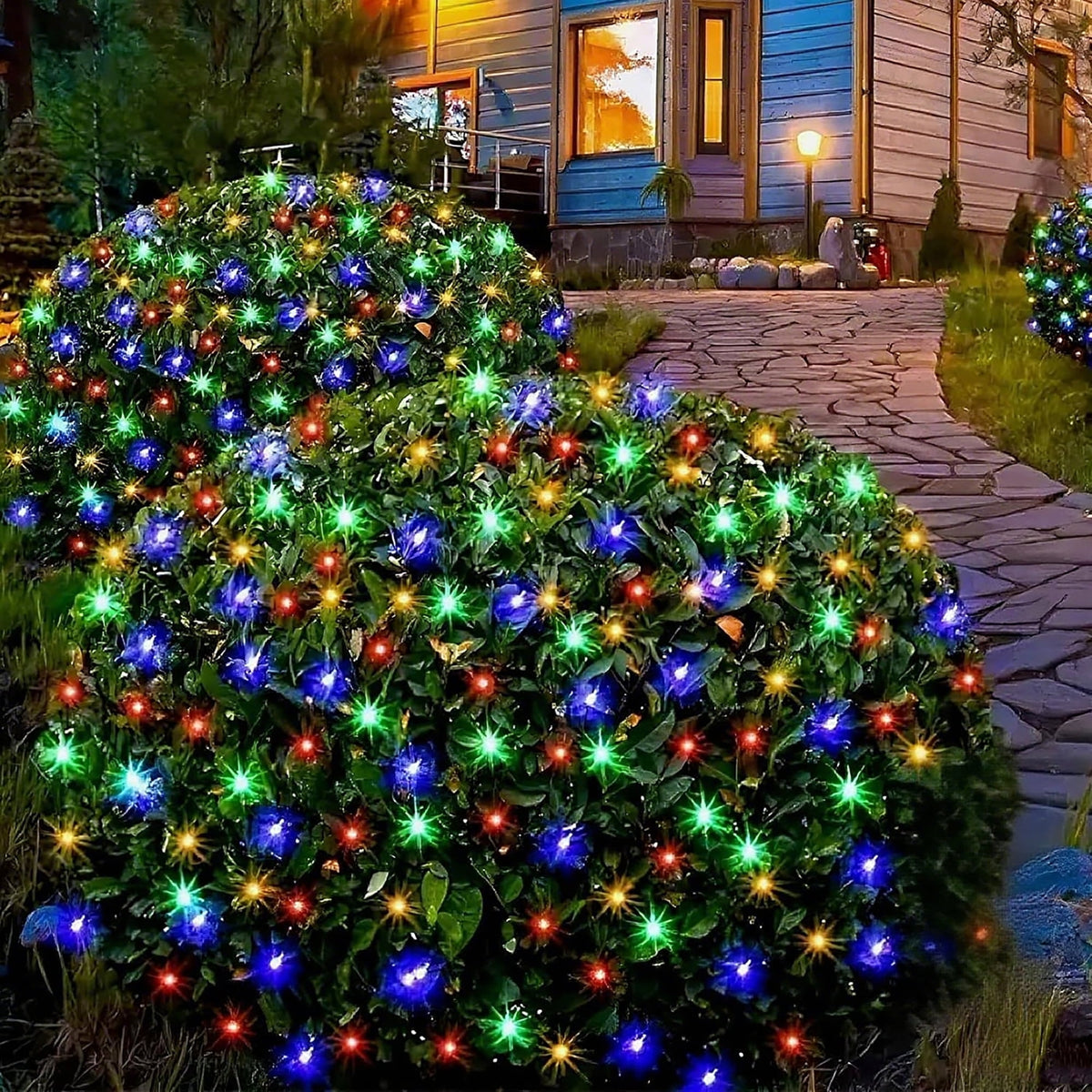 Christmas Net Lights Outdoor 192 LED 9.8Ft x 6.6Ft Net Lights Waterproof Christmas Outdoor Mesh Lights for Tree Bushes Holiday Party Garden Holiday Wedding Party Decorations