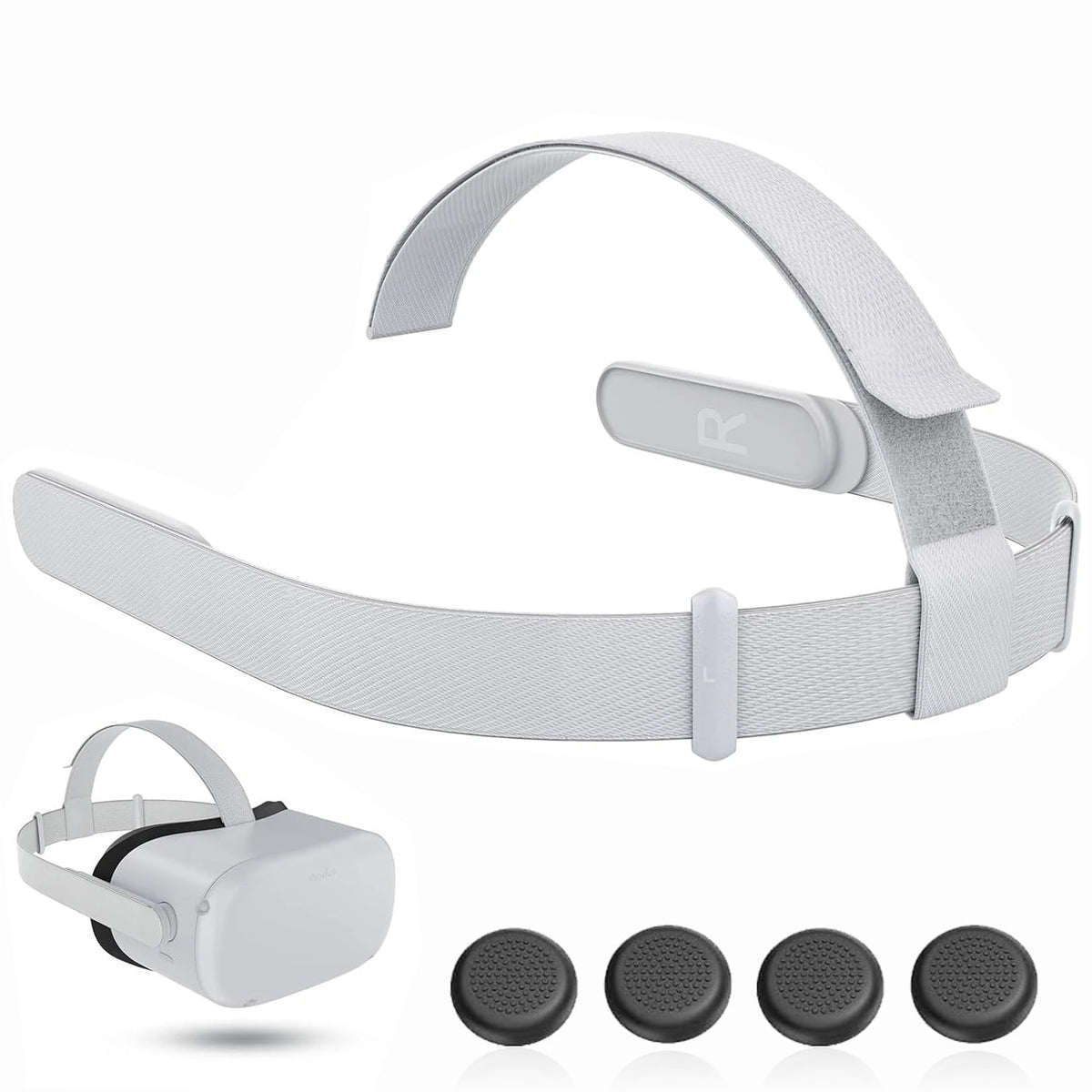 Replacement Head Strap for Meta Quest 2 Original Oculus Quest 2 Comfort Headband 4 Thumbstick Caps Included Adjustable & Breathable Design-VR Head Strap Accessories