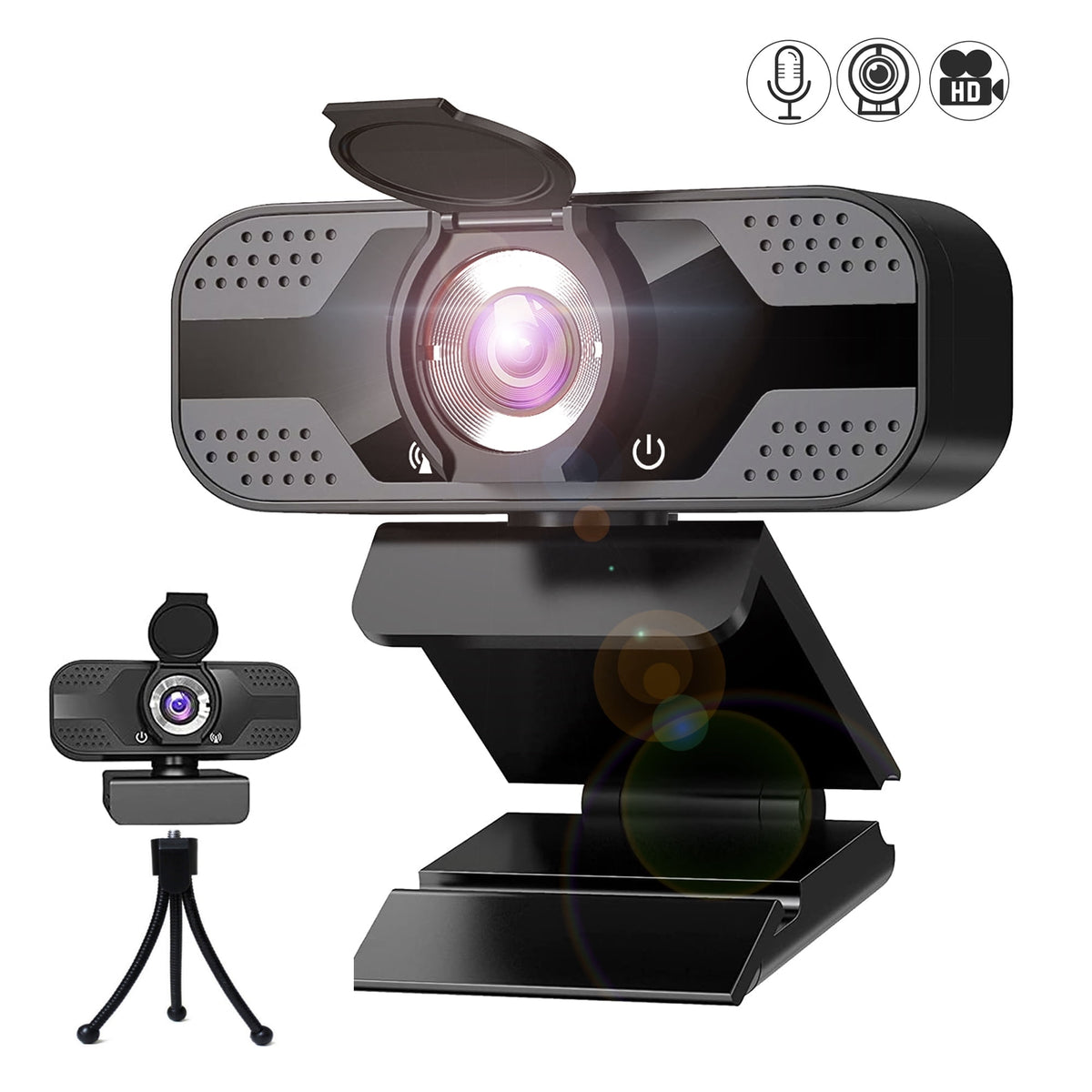 Webcam with Microphone for Desktop 1080P HD USB Webcam for PC Desktop & Laptop with Privacy Cover&Webcam Tripod Plug and Play for Conferencing and Video Calling