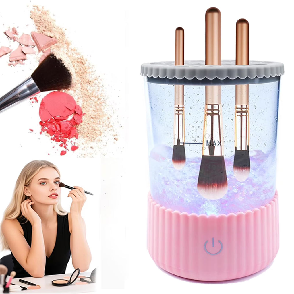 Wiher Makeup Brush Cleaner, Electric Makeup Brush Washer Machine with Touchscreen Quick cleaning and Drying for All Size Brushes and Sponges, Pink