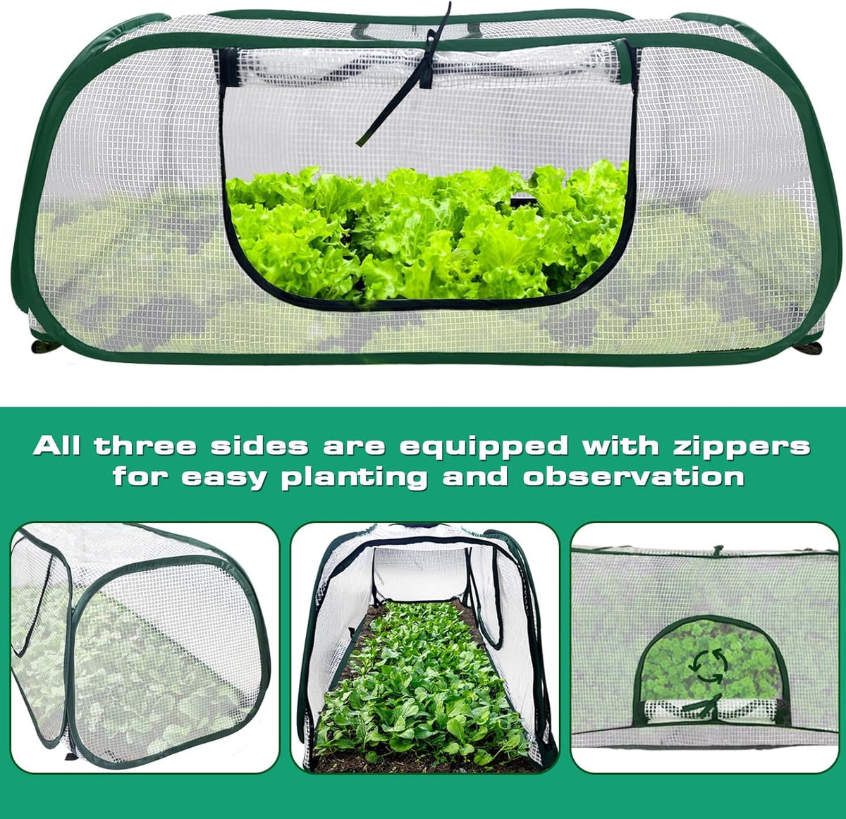 Garden Plant Covers Garden Covers with Roll-up Zipper Door Raised Garden Bed Cover Garden Row Plants Cover Accelerator Greenhouse Cover for Protecting Seedlings Fruits Vegetable Rows