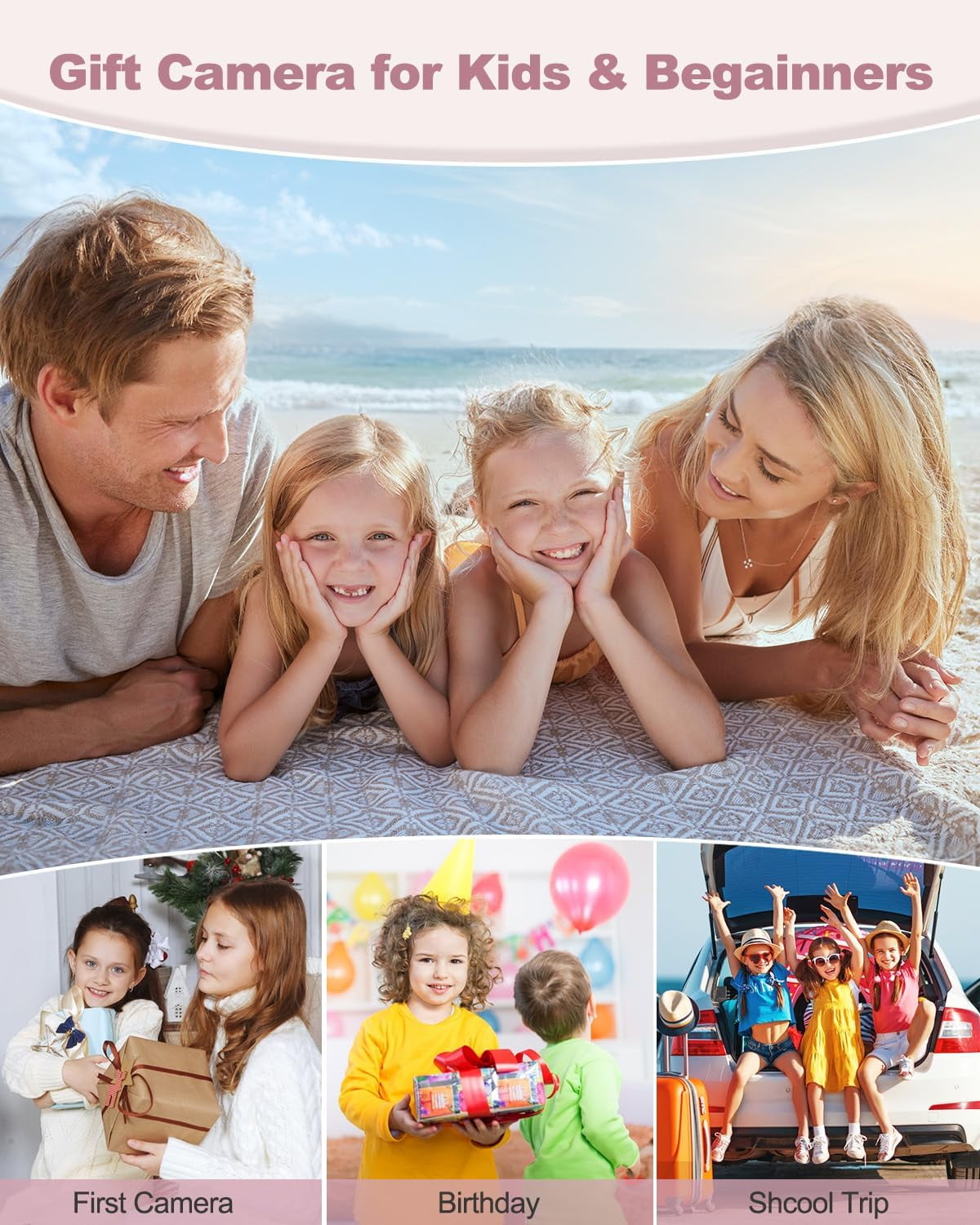 Digital Camera FHD 1080P Camera Digital Point and Shoot Camera with 16X Zoom Anti Shake Compact Small Camera for Boys Girls Kids