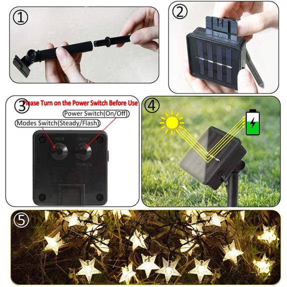 Solar String Lights Outdoor Christmas Star String Lights, 39ft 100LED Waterproof Christmas String Lights for Gardens Patio Landscape Xmas Tree Decorations