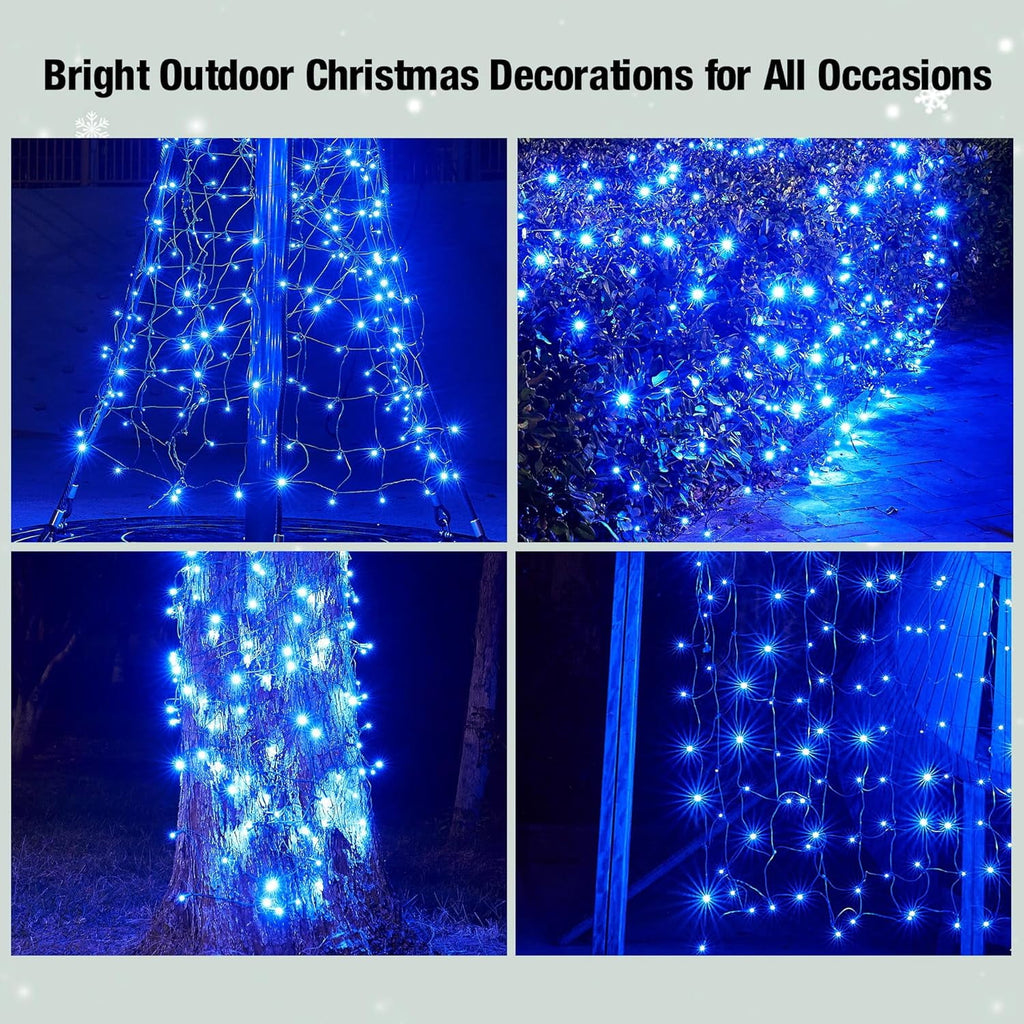 Christmas Net Lights Outdoor 192 LED 9.8Ft x 6.6Ft Net Lights Waterproof Christmas Outdoor Mesh Lights for Tree Bushes Holiday Party Garden Holiday Wedding Party Decorations
